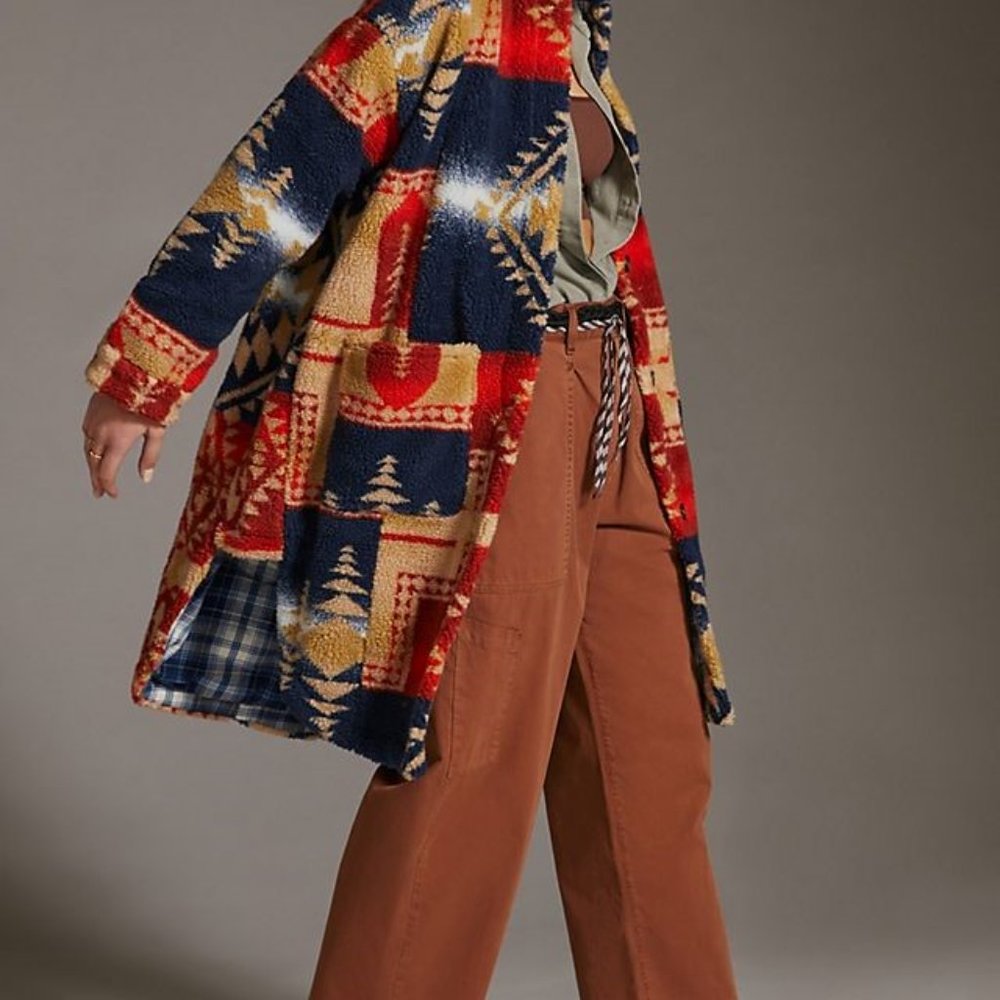 Anthropologie X Pilcro Leopard Sherpa Duster Jacket - Picture 6 of 11